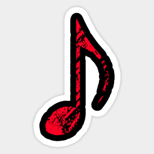 Cool Grunge Music Note Orange Sticker